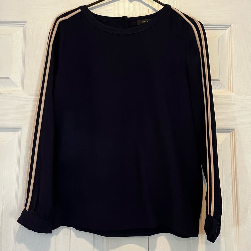 J. Crew Crepe Navy Blouse
